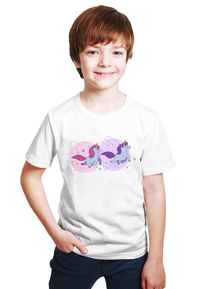 Unicorn Cartoon Kids Printed Round Neck Tshirt
