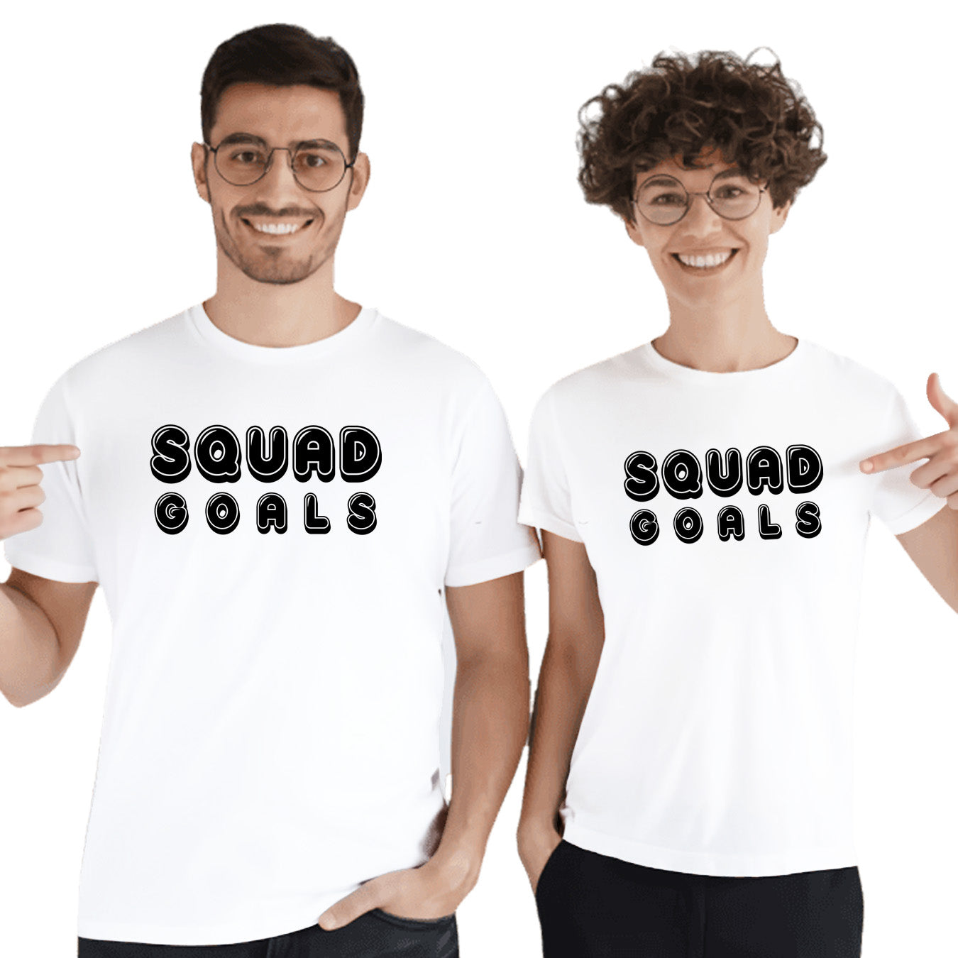 Boys Squad Goals Matching Printed Tshirts (Pack Of 2)