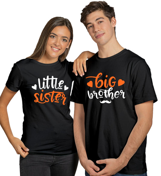 Big Bro - Little Sis Siblings Matching Printed Tshirts (Pack Of 2)