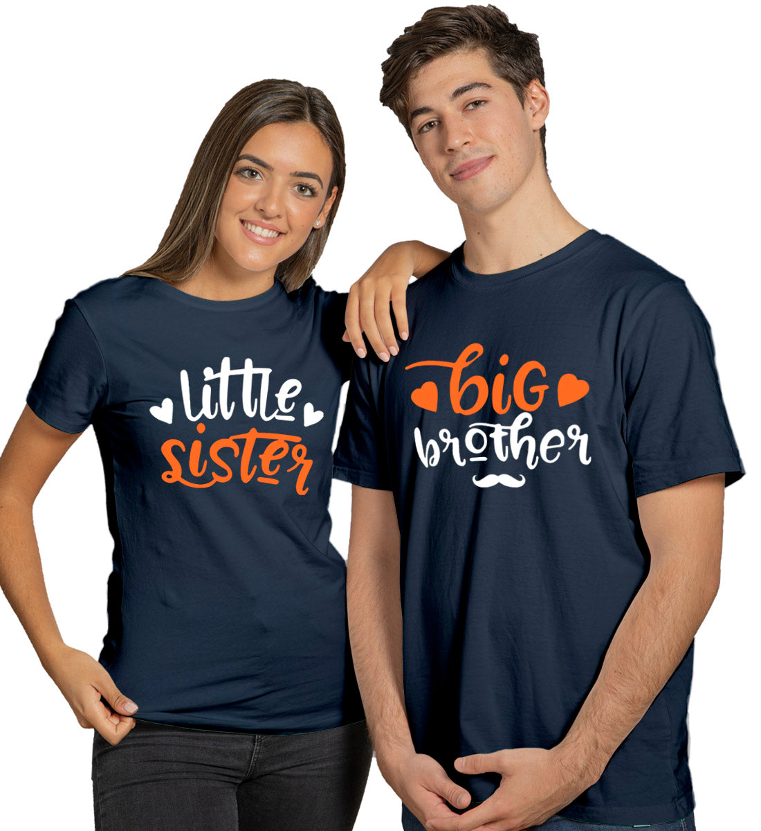 Big Bro - Little Sis Siblings Matching Printed Tshirts (Pack Of 2)