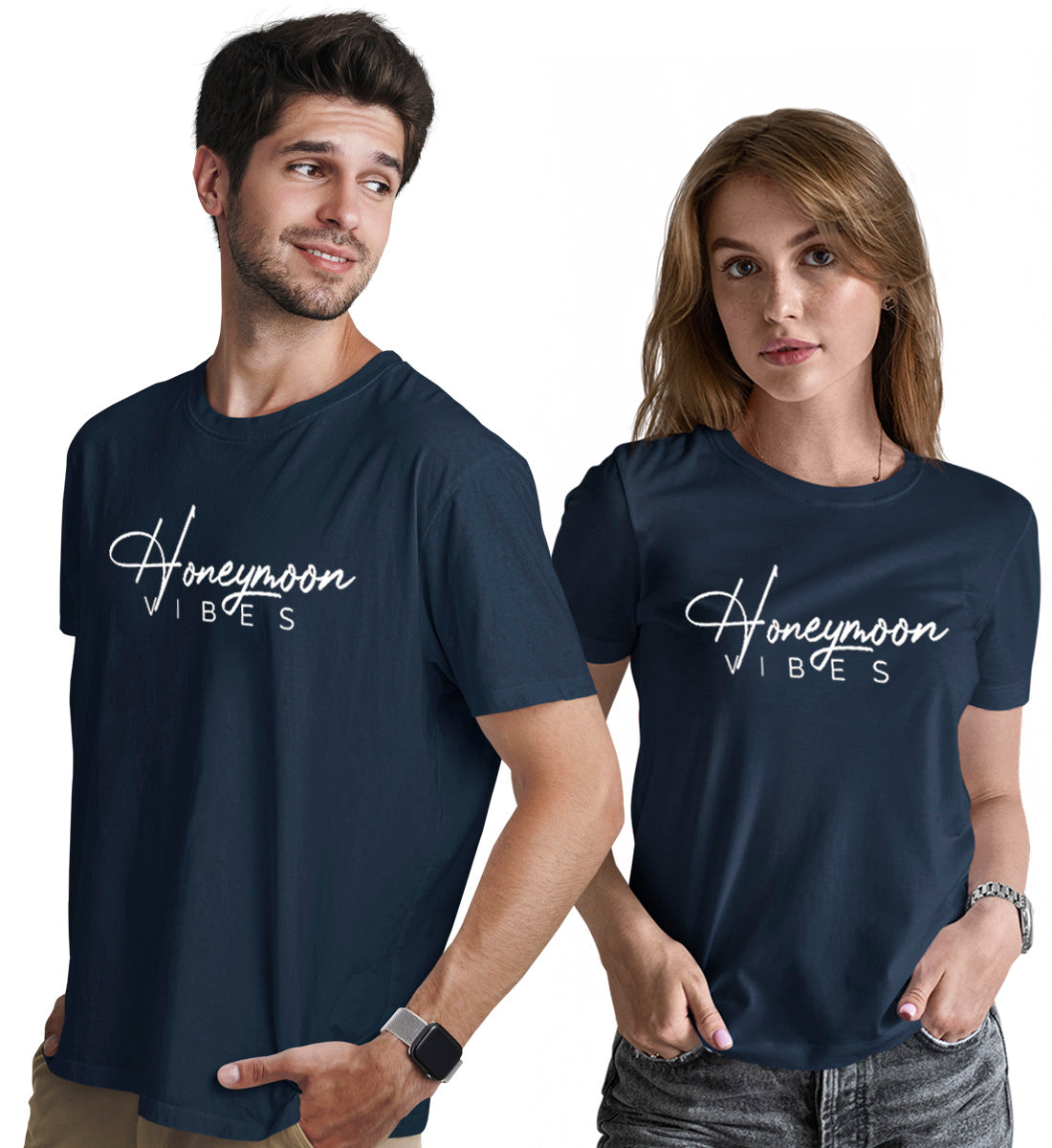 Honeymoon Couple Matching Printed Tshirts (Pack Of 2)