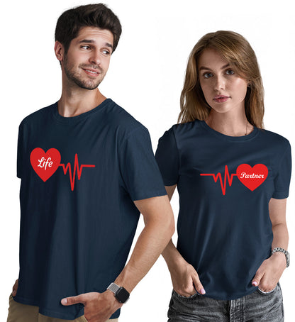 Life Partner Couple Love Matching Printed Tshirts (Pack Of 2)