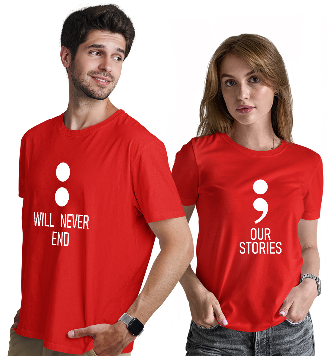 Our Stories - Will never End Couple Matching Printed Tshirts (Pack Of 2)
