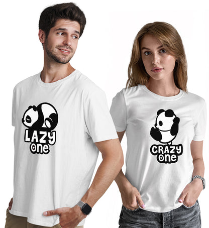 Lazy - Crazy Couple Love Matching Printed Tshirts (Pack Of 2)