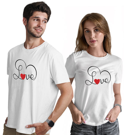 Couple Love Matching Printed Tshirts (Pack Of 2)