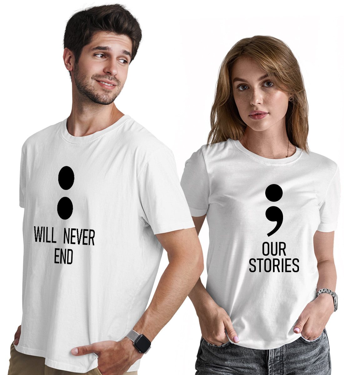 Our Stories - Will never End Couple Matching Printed Tshirts (Pack Of 2)