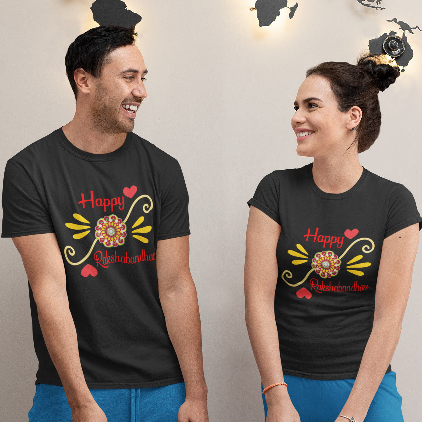 Rakshabhandhan Bro-Sis Matching Printed Tshirts (Pack Of 2)